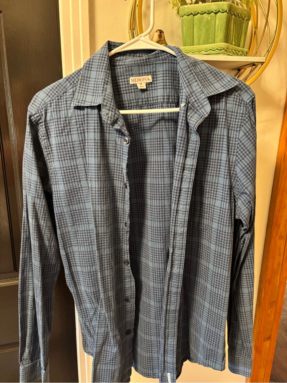 Merona Navy and Dark Blue Plaid Button-Down Shirt